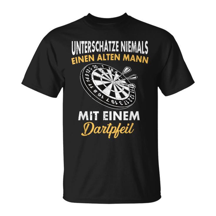 Underschätze Niemals Einen Old Mann Mit Einem Dartpfeil T-Shirt