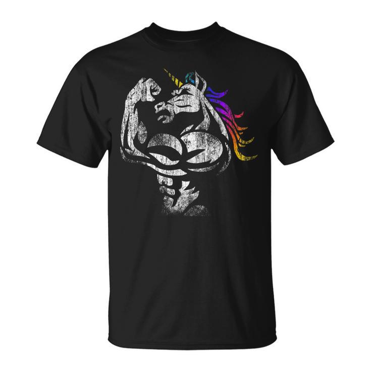 Unicorn With Muscle Birthday Fathers Day Gym T-Shirt