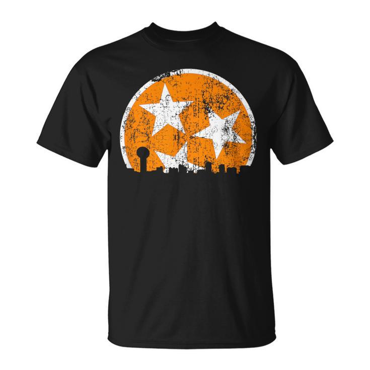 Unique Orange & White Tennessee State Flag Knoxville Skyline T-Shirt
