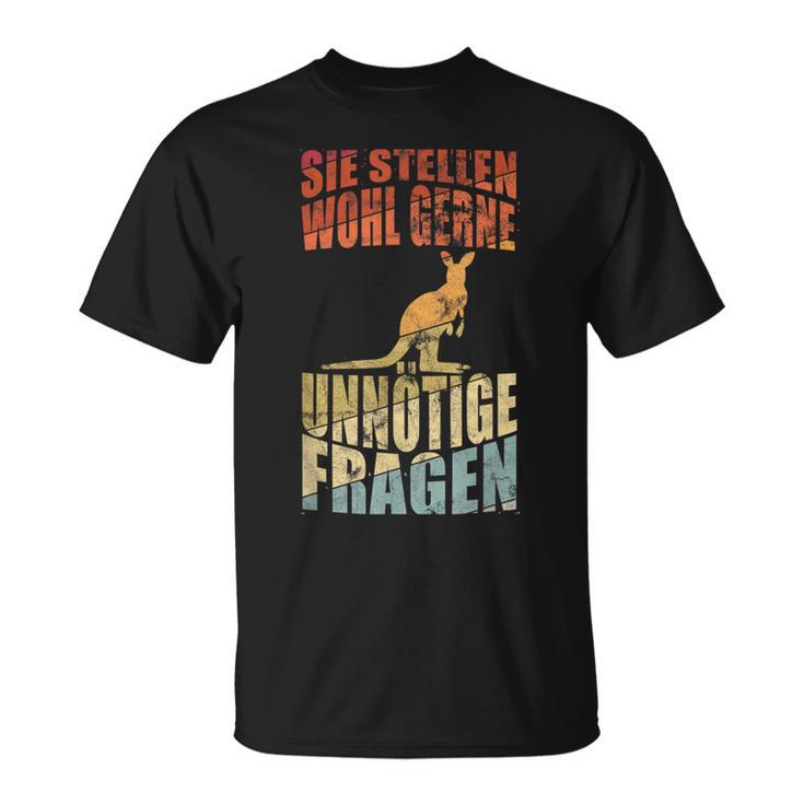 Unnötige Fragen Retro Känguru T-Shirt