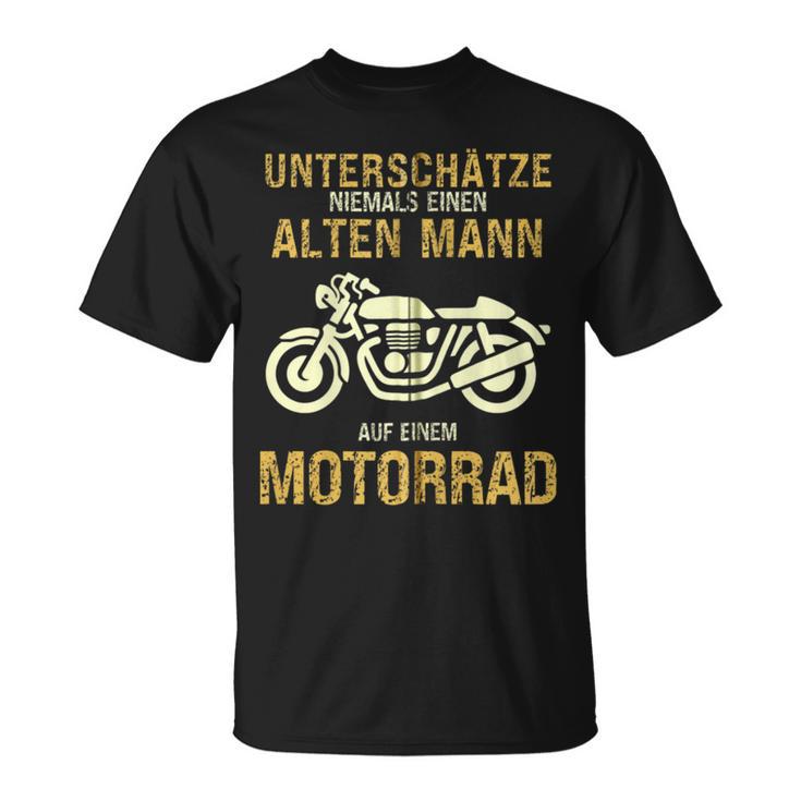 Unterschätze Niemals Alten Mann Motorrad Opa Papa Geschenk Kapuzenjacke T-Shirt