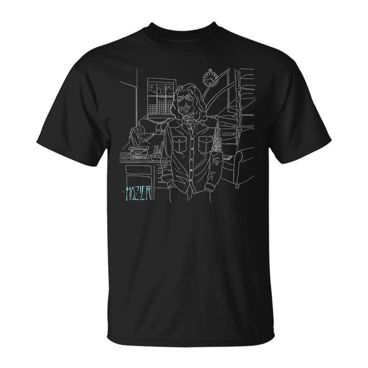 Urbanes Grafikdesign T-Shirt mit moderner Kunstlinie, Schwarz