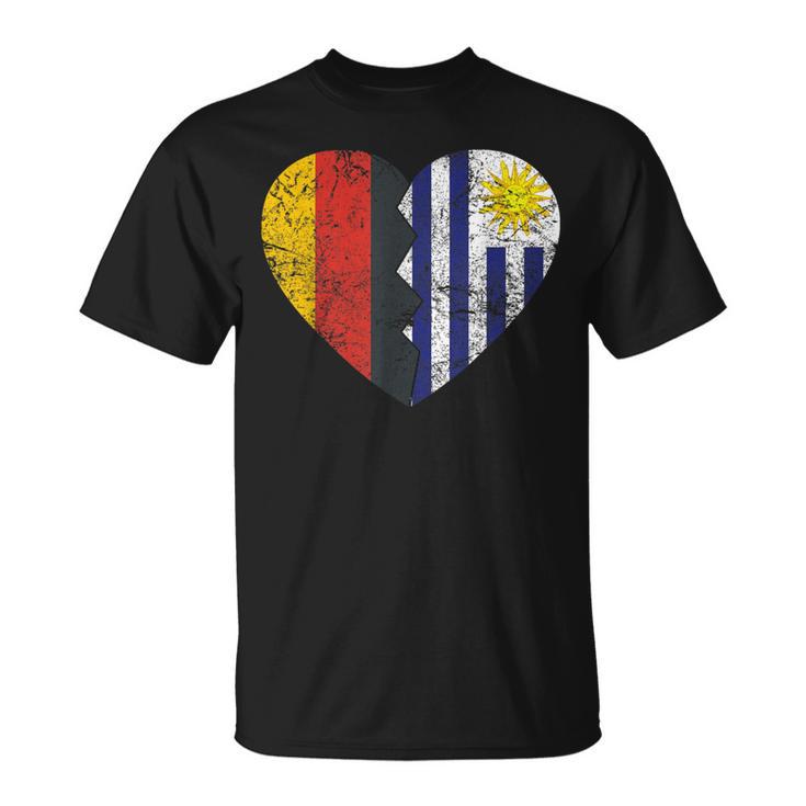 Uruguayische Deutsche Flagge Herz Deutschland Uruguay Flagge Wurzeln T-Shirt