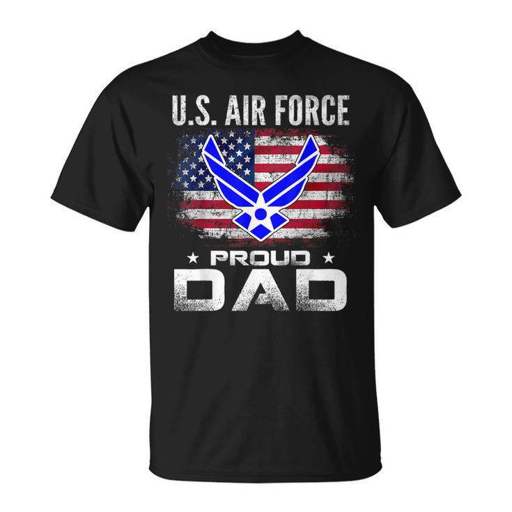 Us Air Force Proud Dad With American Flag Veteran T-Shirt