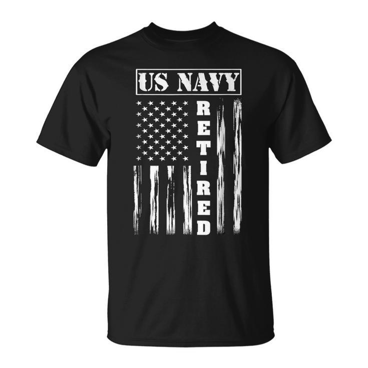 Us Navy Retired Distressed American Flag T-Shirt