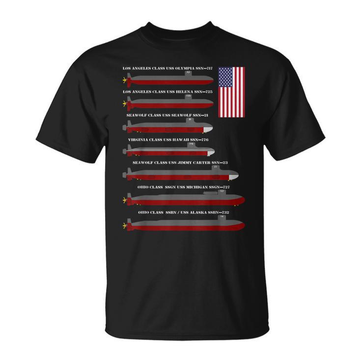 Us Navy Submarines American Nuclear Subs Flag T-Shirt