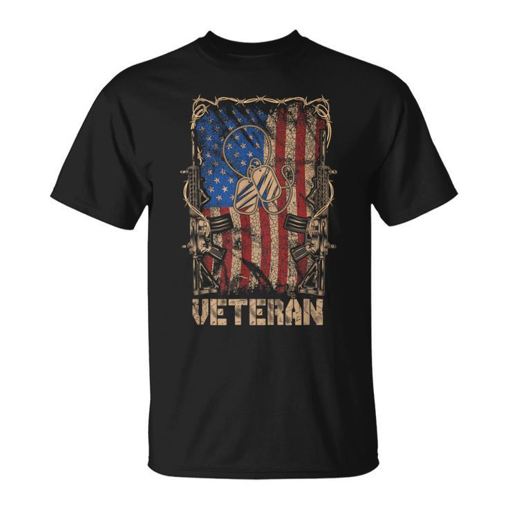 US Veteran Memorial Day American Flag Vintage T-Shirt
