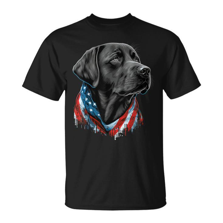 Usa 4Th Of July Black Patriotic American Labrador Retriever T-Shirt