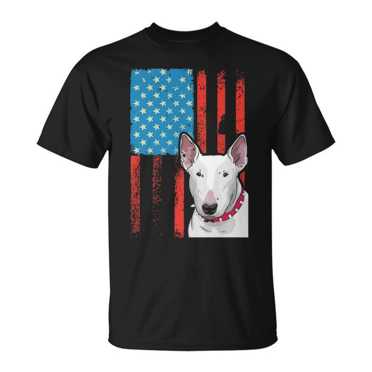 Usa American Flag  Patriotic Dog Bull Terrier T-Shirt