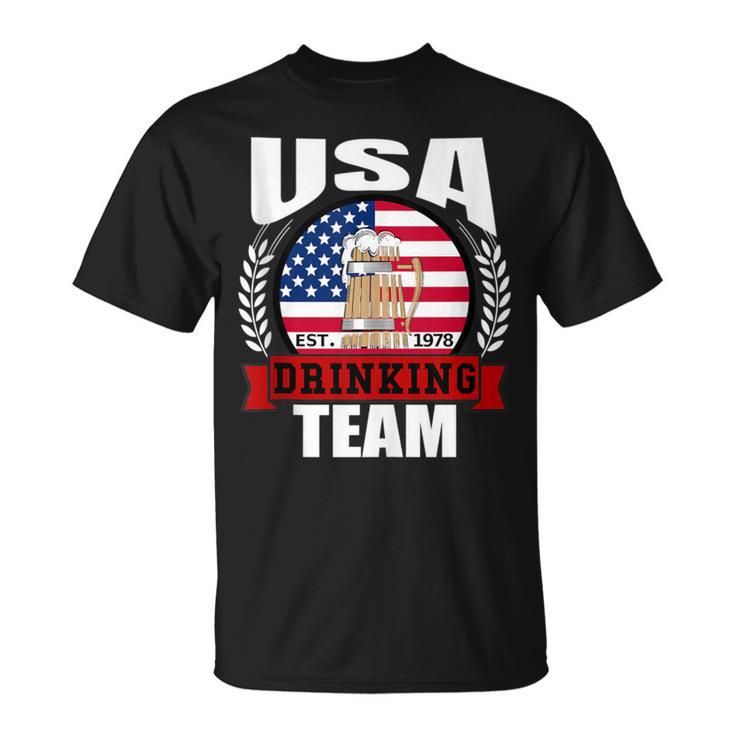 Usa Drinking Team American Flag 4Th Of July Idea T-Shirt