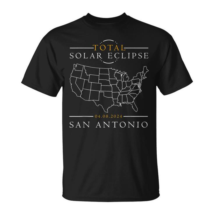 Usa Map Total Solar Eclipse 2024 San Antonio T-Shirt