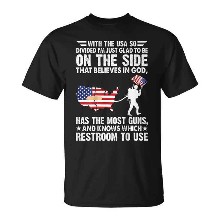 With The Usa So Divide I'm Just Glad To Be On The Side -Back T-Shirt