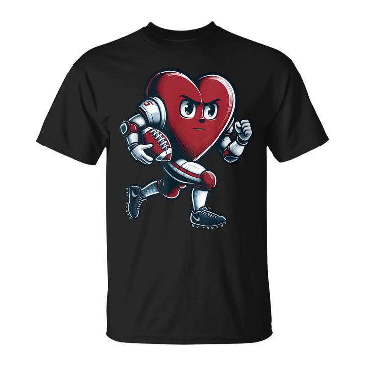 Valentine's Day Heart Football Player Team Sports T-Shirt