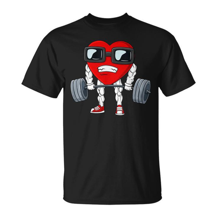 Valentines Day Heart Weightlifting Deadlift Fitness T-Shirt