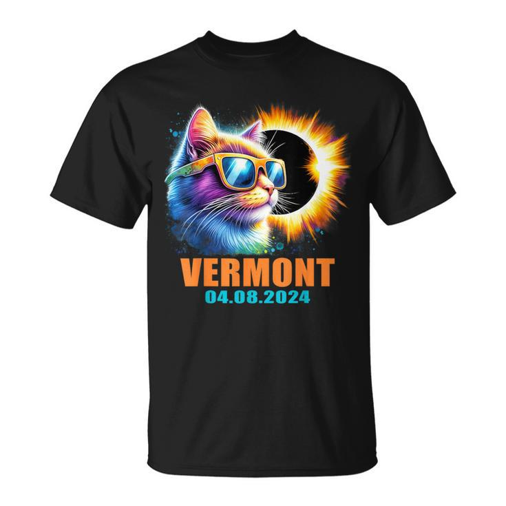 Vermont Total Solar Eclipse 2024 Cat Solar Eclipse Glasses T-Shirt