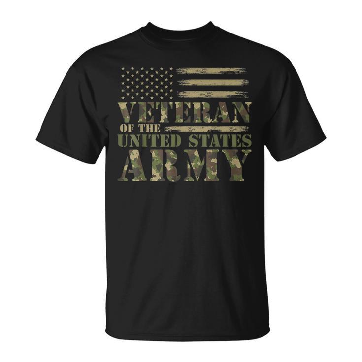 Veteran Of The United States Army Camouflage Us Flag Veteran T-Shirt