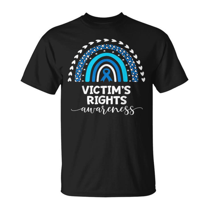 Victims Rights Awareness Victim Of Crime Blue Ribbon Rainbow T-Shirt