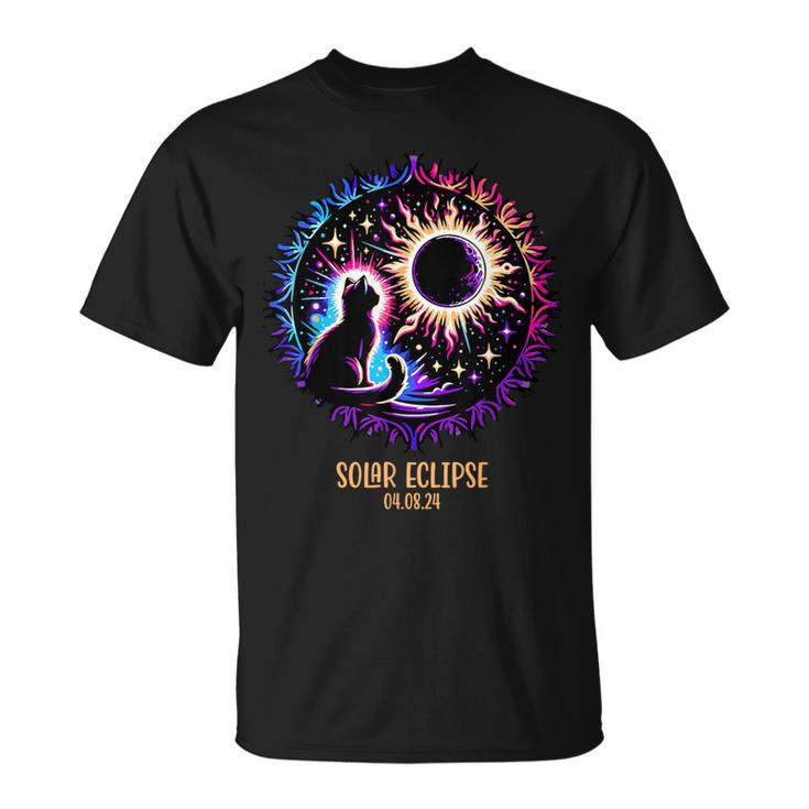 View Totality April 8 2024 Astronomy Cat Lover Solar Eclipse T-Shirt