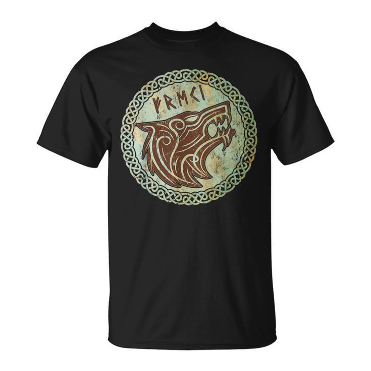 Viking Odin Wolf Fenrir Freki Norse God Myth Celtic Vintage T-Shirt