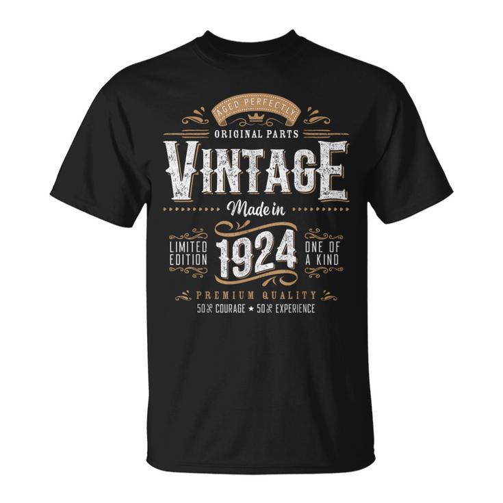 Vintage 1924 100Th Birthday Decoration 100 Year Old Men T-Shirt