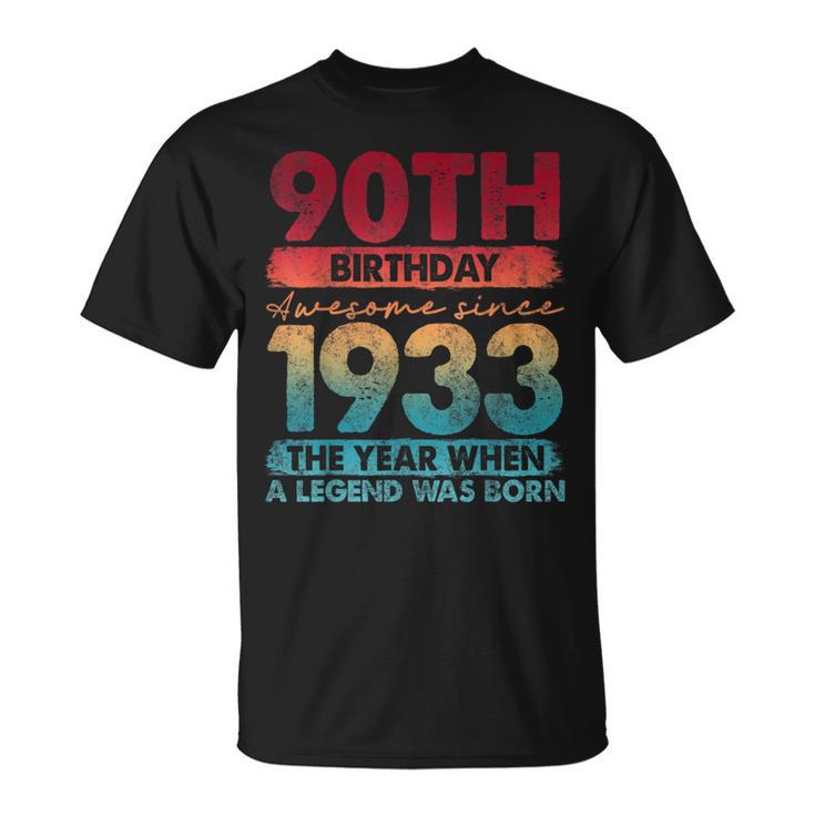 Vintage 1933 90 Year Old Limited Edition 90Th Birthday T-Shirt