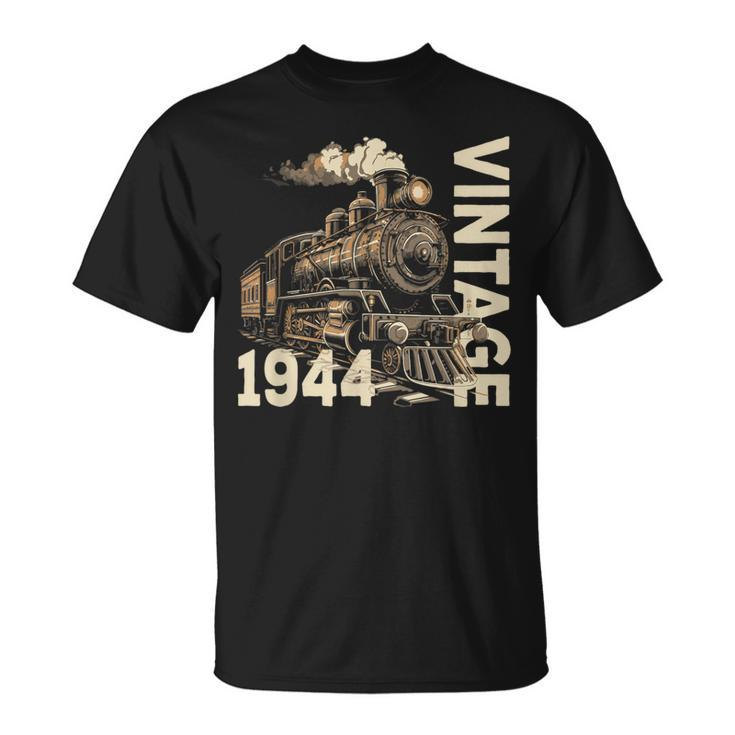Vintage 1944 Steampunk Steam Train Locomotive 80Th Birthday T-Shirt