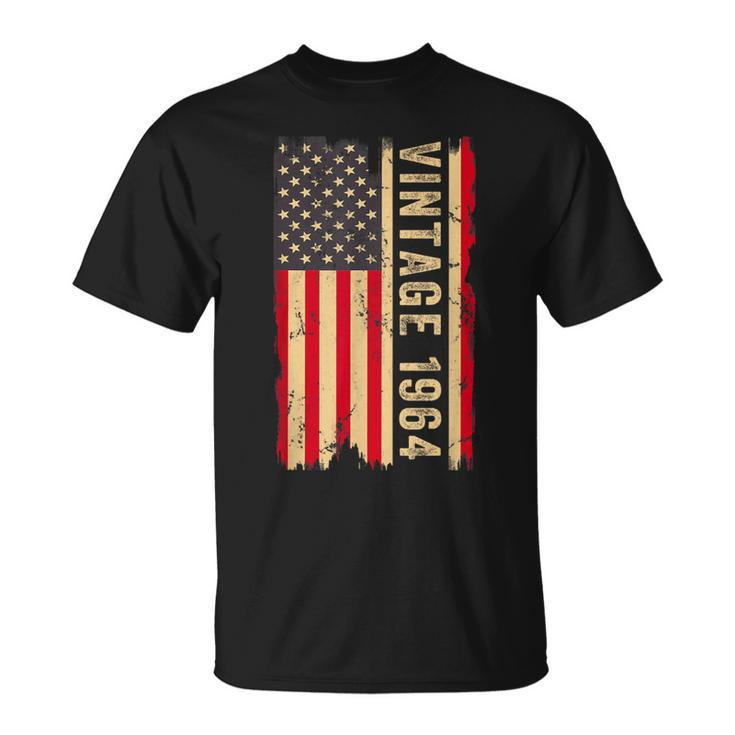 Vintage 1964 60Th Birthday 60 Years Old American Flag T-Shirt