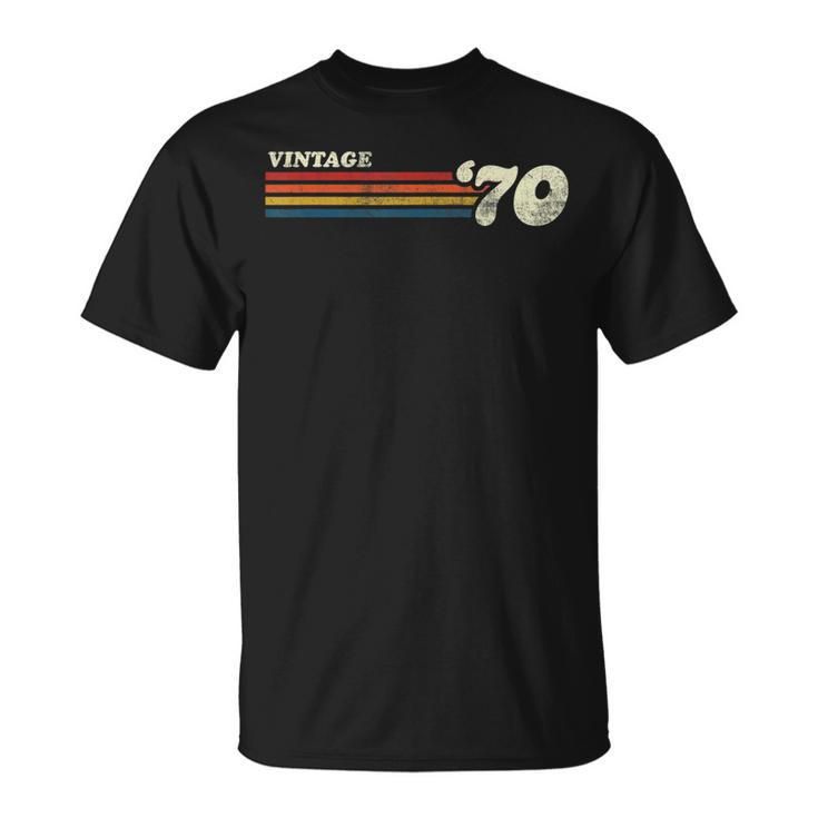 Vintage 1970 Chest Stripe Birthday T-Shirt
