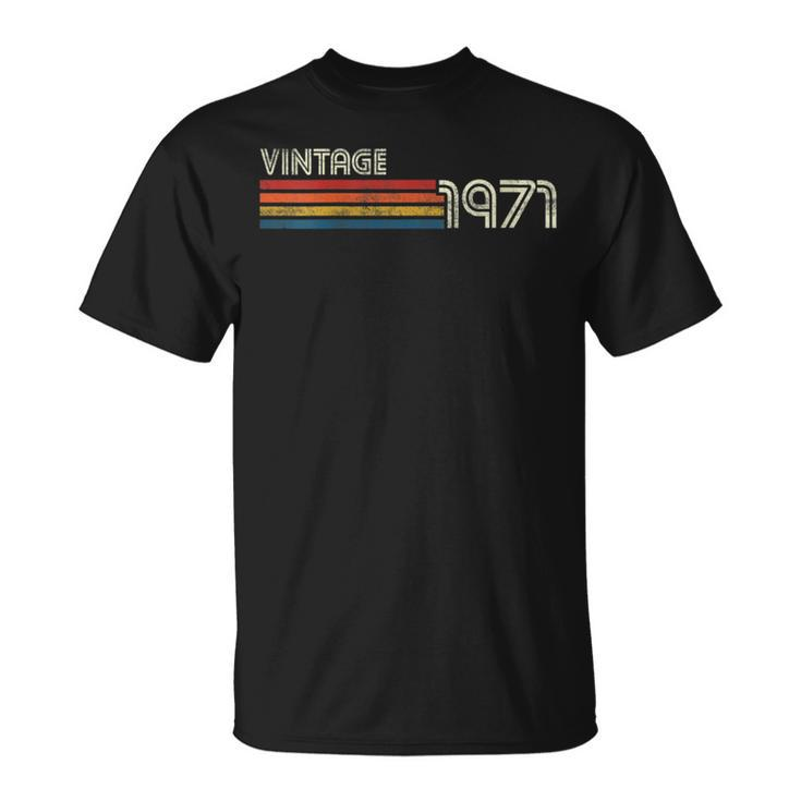 Vintage 1971 Chest Stripe Birthday T-Shirt