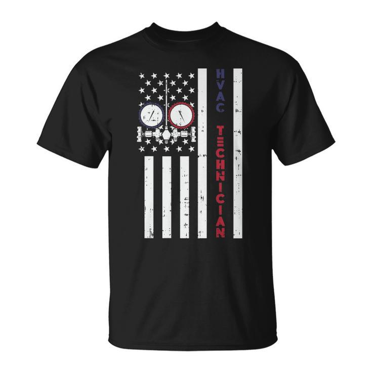 Vintage American Flag Hvac Technician Usa Hvac Tech T-Shirt