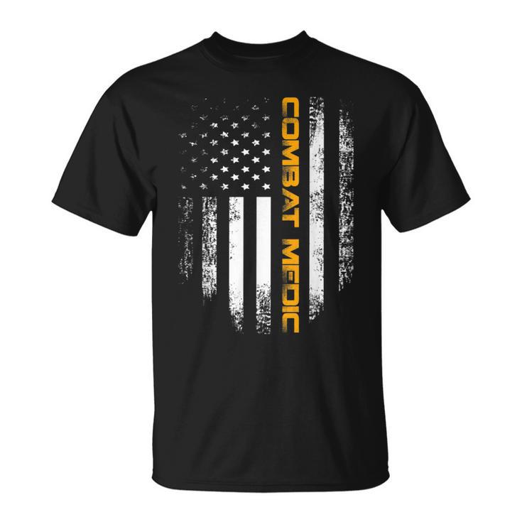 Vintage American Usa Flag Combat Medic Veteran T-Shirt