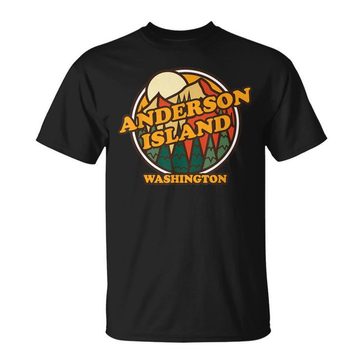 Vintage Anderson Island Washington Mountain Hiking Print T-Shirt