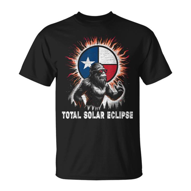 Vintage Bigfoot Total Solar Eclipse Texas Flag T-Shirt