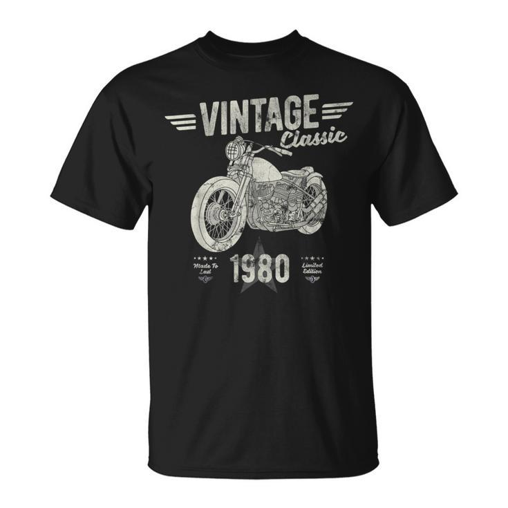 Vintage Born 1980 Birthday Classic Retro Motorbike T-Shirt