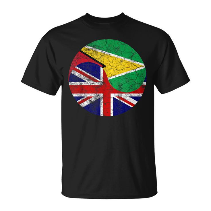 Vintage British & Guyanese Flags Uk And Guyana T-Shirt