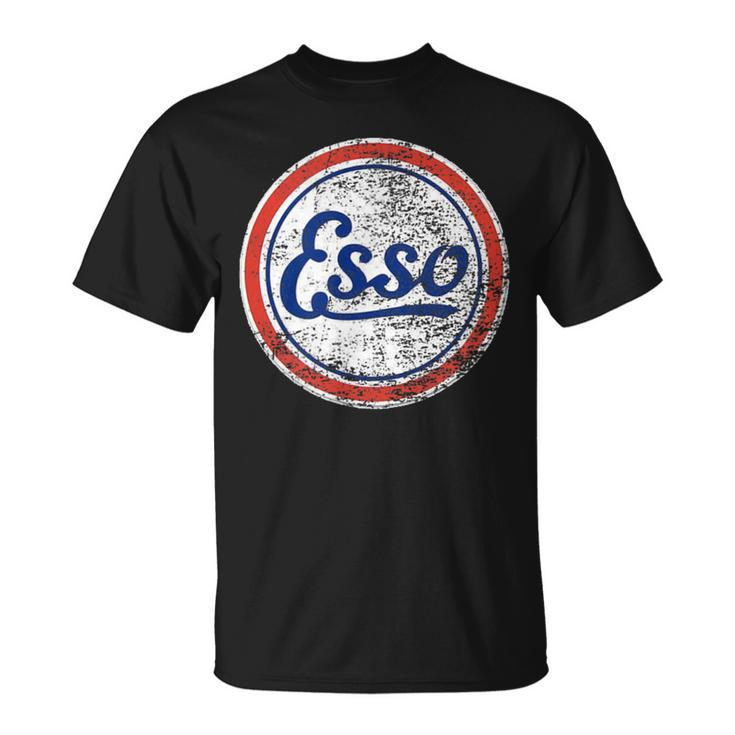Vintage Car Esso Gas Station And Womens T-Shirt
