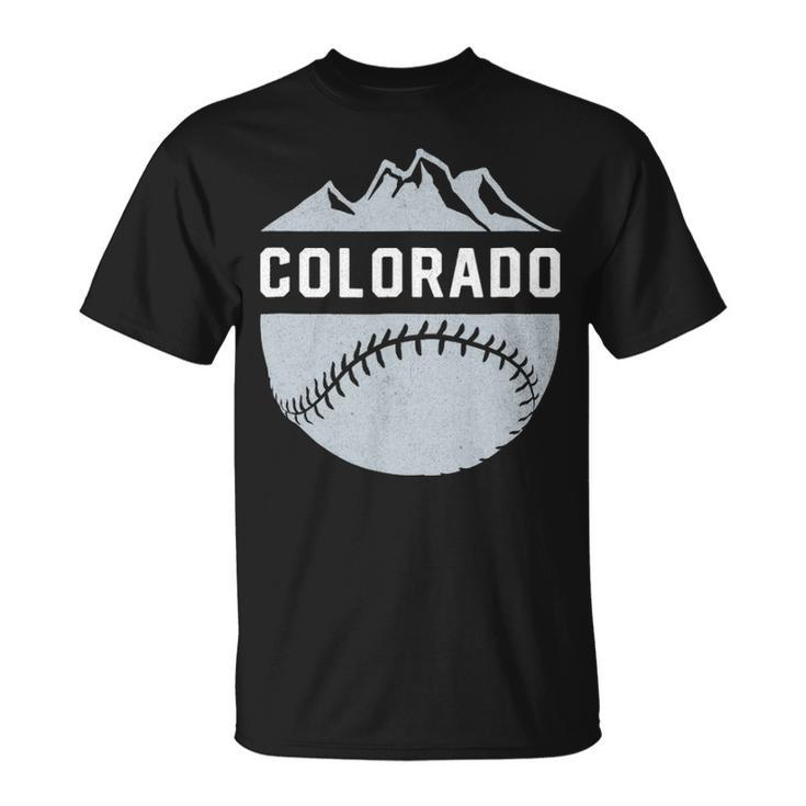 Vintage Denver Colorado Wilderness Skyline Baseball T-Shirt