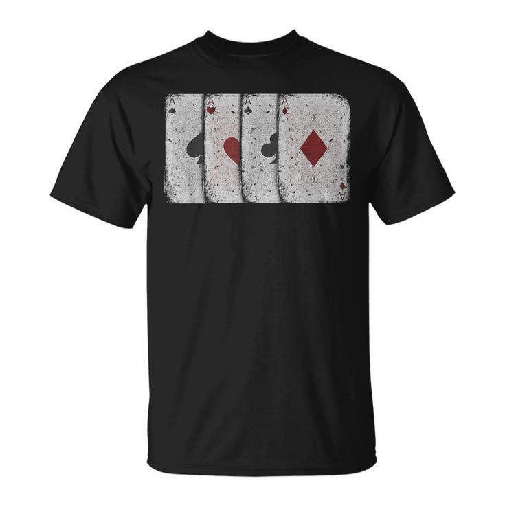 Vintage Distressed Four Aces Poker Playing Card T-Shirt