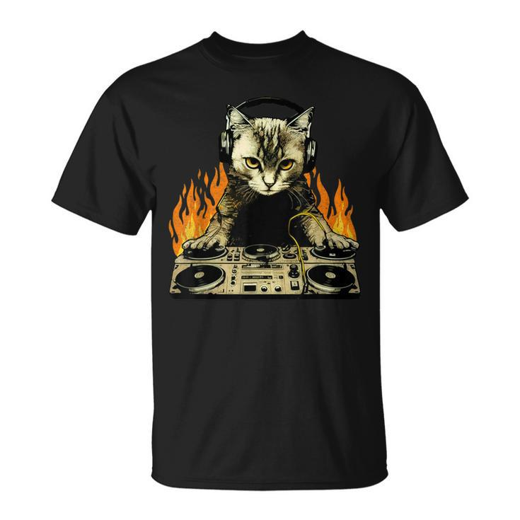 Vintage Dj Cat House Music Cat Music Lover T-Shirt