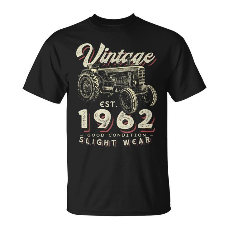Vintage Farmer Tractor Established 1962 60Th Birthday Party T-Shirt