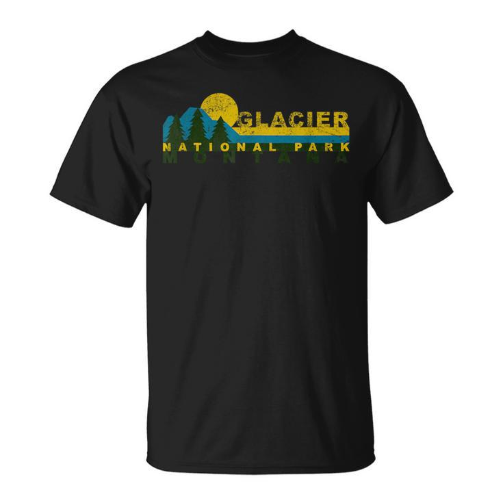 Vintage Glacier Bay National Park Mountain Sunset Treeline T-Shirt