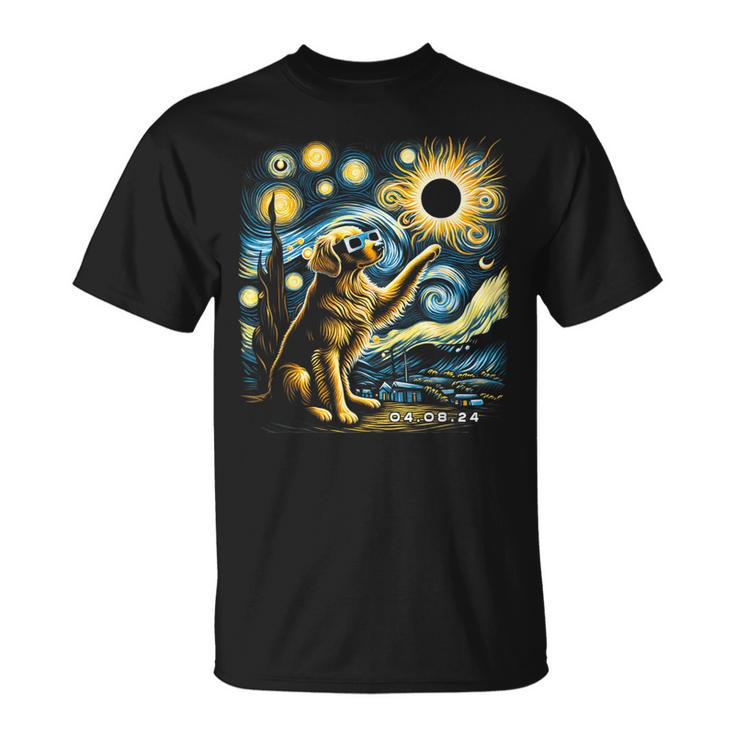 Vintage Golden Retrievers Dogs Solar Eclipse Lovely Animals T-Shirt