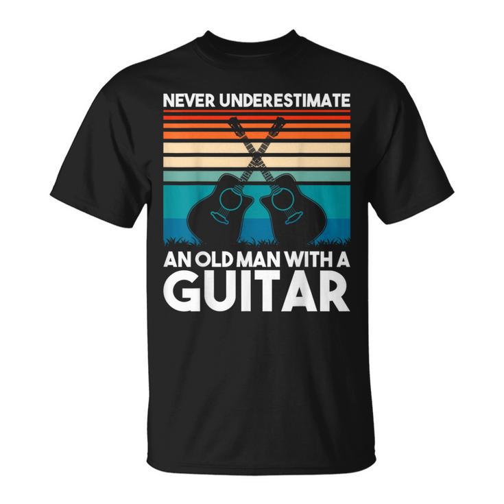 Vintage Guitar Never Underestimate An Old Man With A Guitar T-Shirt