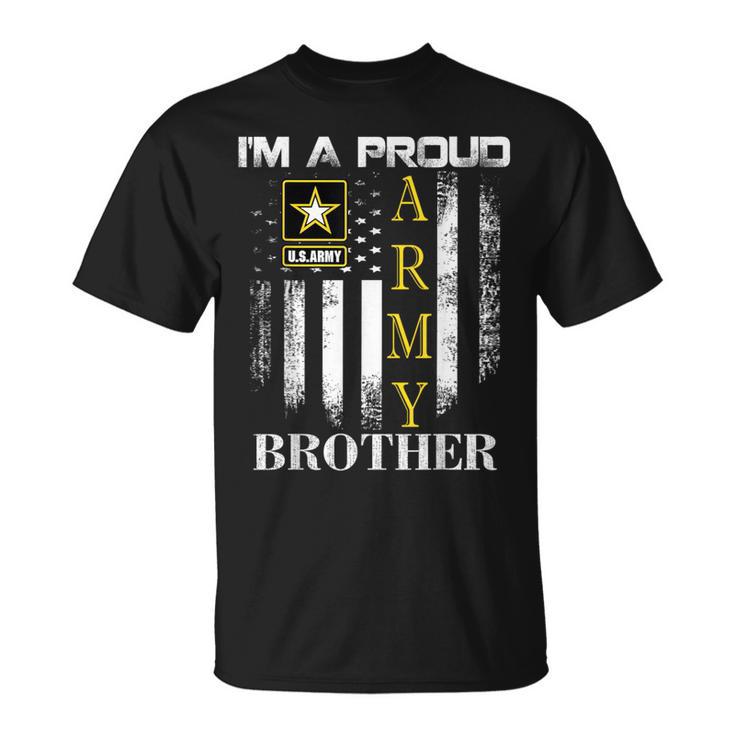 Vintage I'm A Proud Army Brother With American Flag T-Shirt