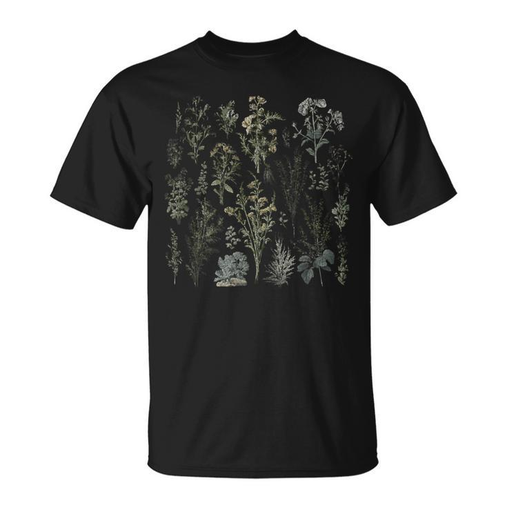 Vintage Inspirierte Blumenbotanische Diagramm Naturalist T-Shirt