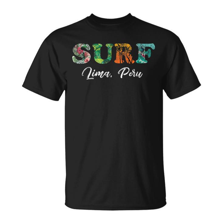 Vintage Lima Peru Surfer Beach Lover Surfing Ride The Waves T-Shirt