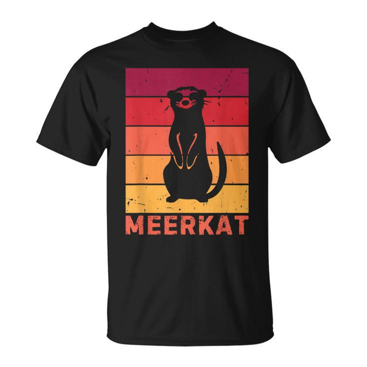 Vintage Meerkat Sunset Zoo Animal Silhouette Meerkat Lovers T-Shirt