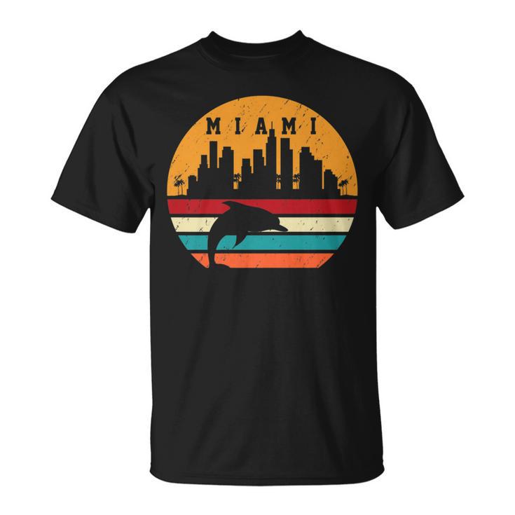 Vintage Miami 80S Dolphin Silhouette Souvenir Dolphin Lovers T-Shirt