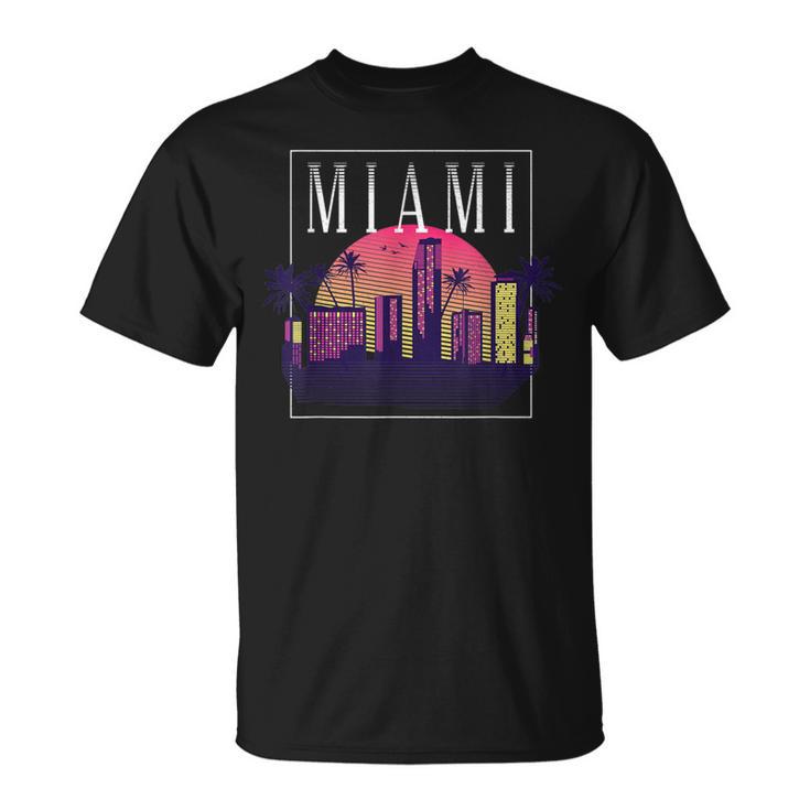 Vintage Miami Florida Cityscape Retro Graphic T-Shirt