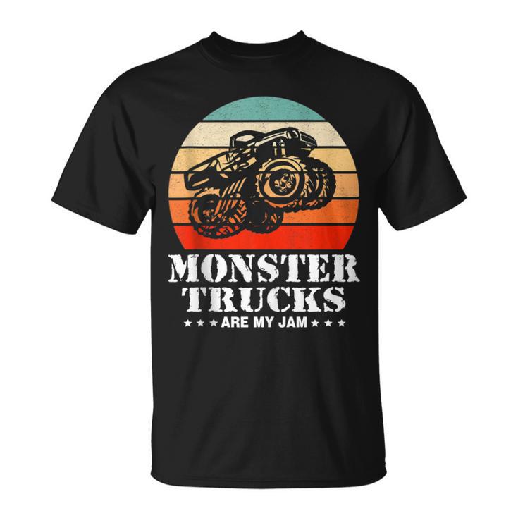 Vintage Monster Truck Are My Jam Retro Sunset Cool Engines T-Shirt